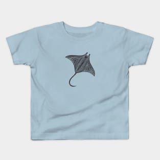 Manta Ray Ink Drawing - sea animal lovers design Kids T-Shirt